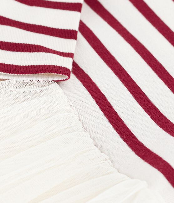 Robe bébé bi-matière manches longues rouge MILK/ AMARANTE