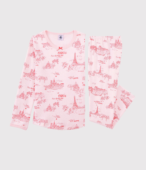 Toile de Jouy Paris pyjama van katoen voor meisjes roze/roze