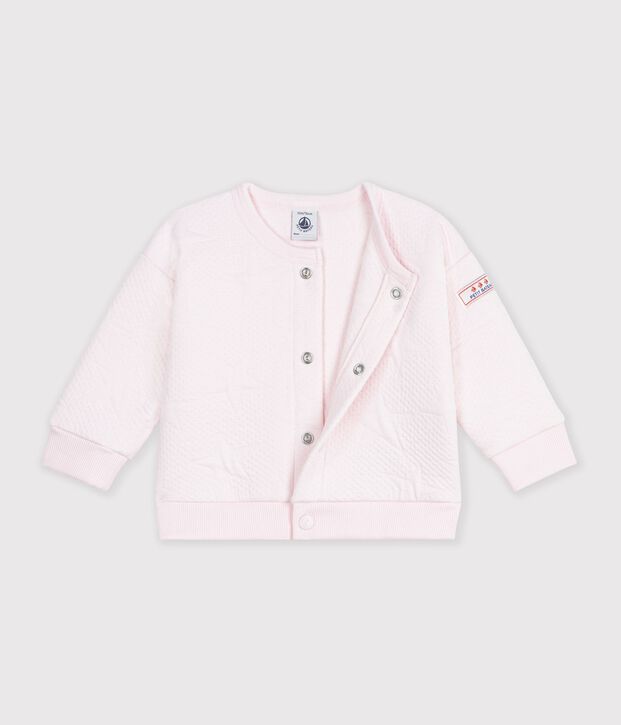Cardigan b&eacute;b&eacute; en coton &eacute;pais motifs &eacute;toiles rose clair