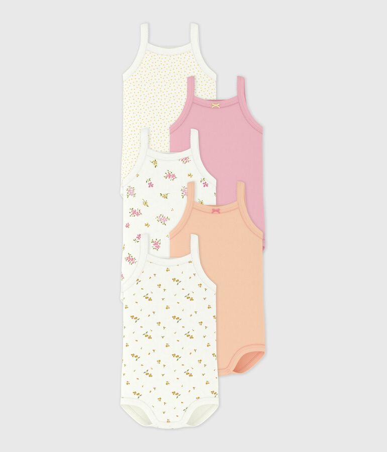 Lot de bodies bretelles en coton fleuri b&eacute;b&eacute; multicouleur