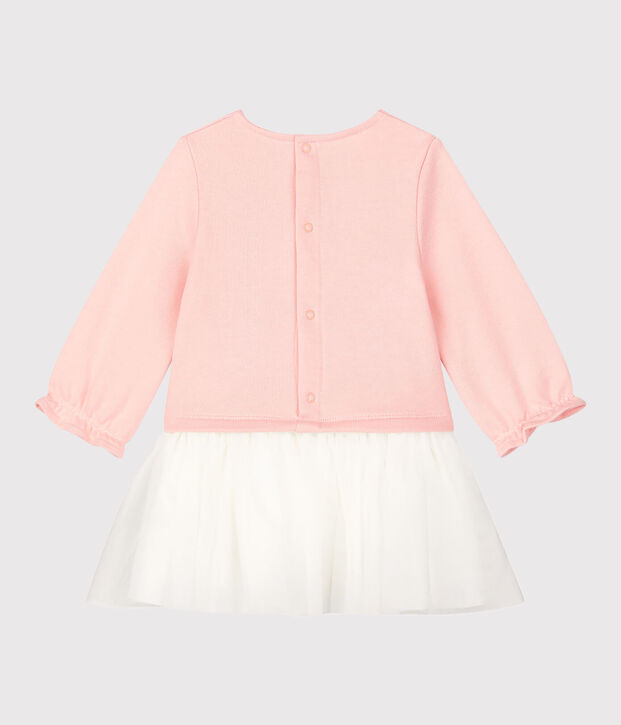 Babyjurk van molton. roze/wit