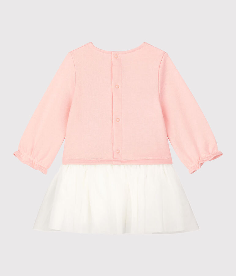 Babyjurk van molton. roze MINOIS/wit MARSHMALLOW