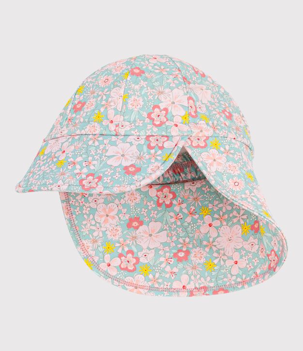 Babypet met uv-bescherming en bloemetjesprint blauw/multicouleur