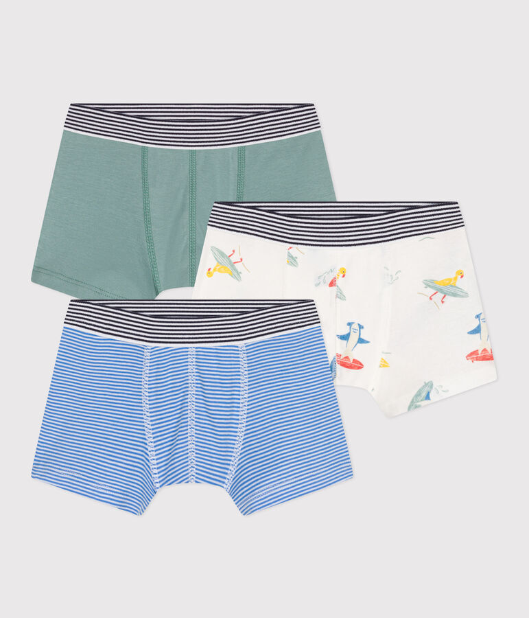 Lot de 3 boxers enfant en coton imprim&eacute; surfeurs multicouleur