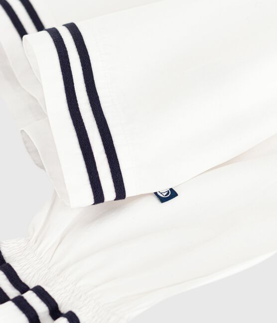 Blouse enfant en popeline de coton manches longues unie blanc ECUME