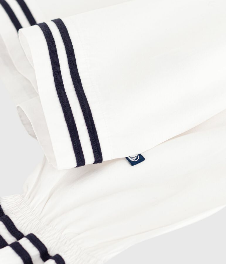 Effen kinderbloesje met lange mouwen van poplin katoen wit