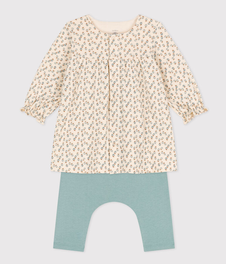 Robe en tubique et legging b&eacute;b&eacute; &eacute;cru/multicouleur