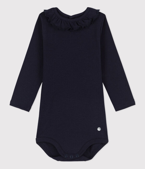 Babybody met lange mouwen en kraagje van katoen blauw SMOKING
