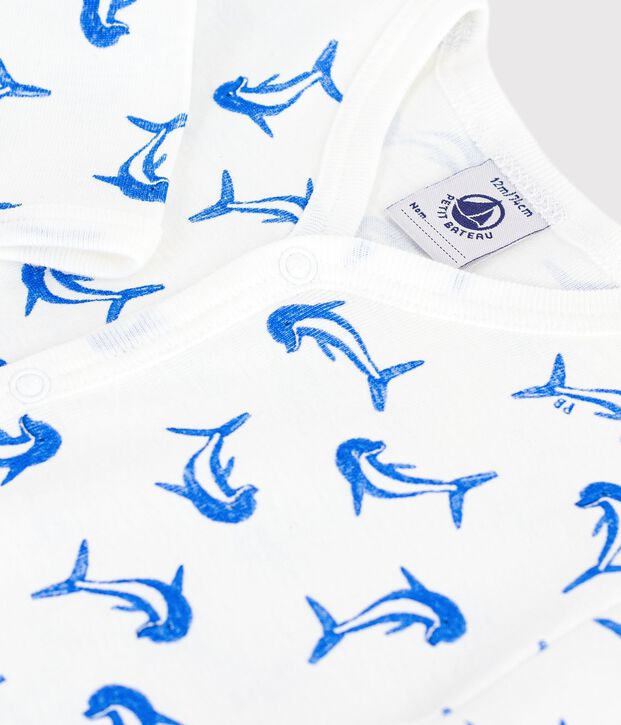 Dors bien sans pied en coton blanc/bleu/multicouleur