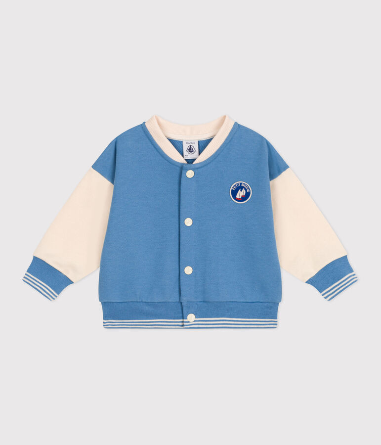 Katoenen baseballjasje met colorblock voor baby's blauw/ecru