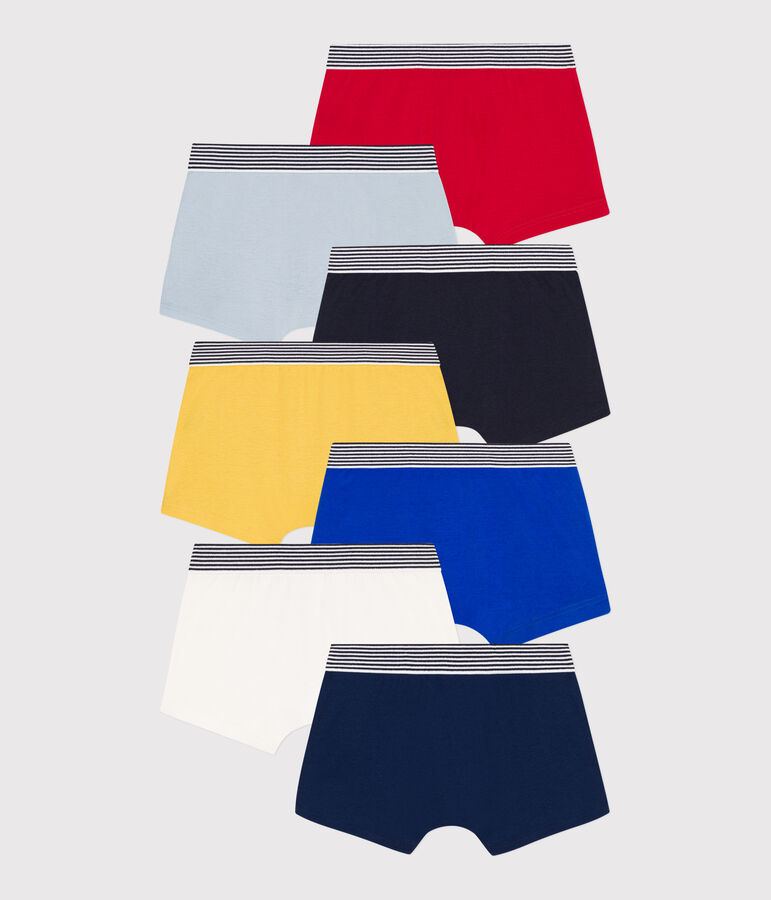 Set van 7 effen boxershorts voor jongens in katoen multicouleur