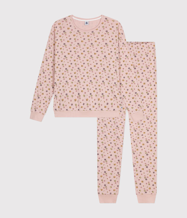 Pyjama en coton imprim&eacute; floral femme rose/multicouleur
