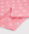 Jacquard meisjespyjama van wol en katoen met katten roze CHEEK/wit MARSHMALLOW