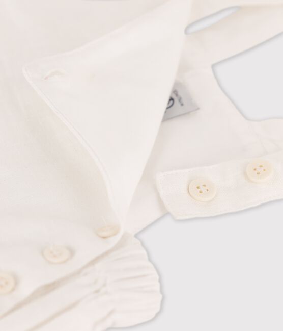 Salopette courte bébé en lin blanc ECUME