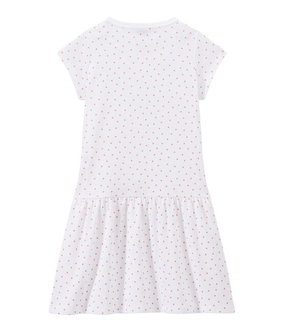 Chemise de nuit fille imprimée cœurs blanc ECUME/rose ROSE