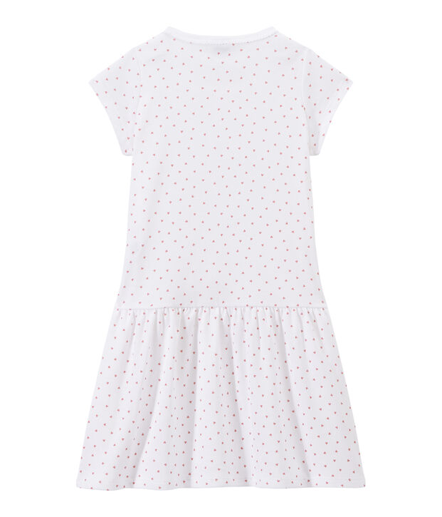 Chemise de nuit fille imprim&eacute;e c&oelig;urs blanc/rose