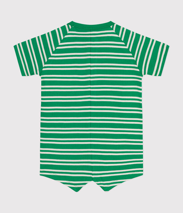 Combinaison courte en jersey b&eacute;b&eacute; vert/&eacute;cru