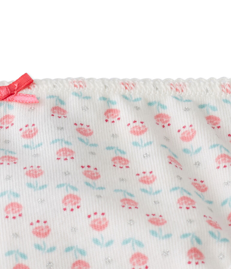 Meisjesslip in stretchjersey met dessin wit LAIT/wit MULTICO