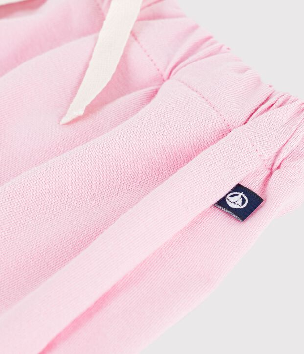 Short enfant en coton uni rose clair