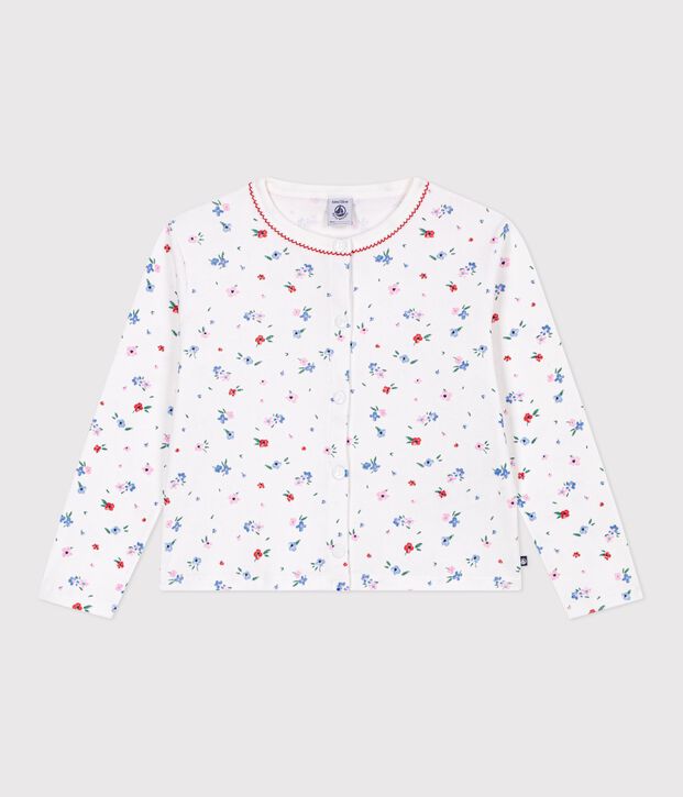 Katoenen cardigan met bloemenprint voor kinderen wit/multicouleur