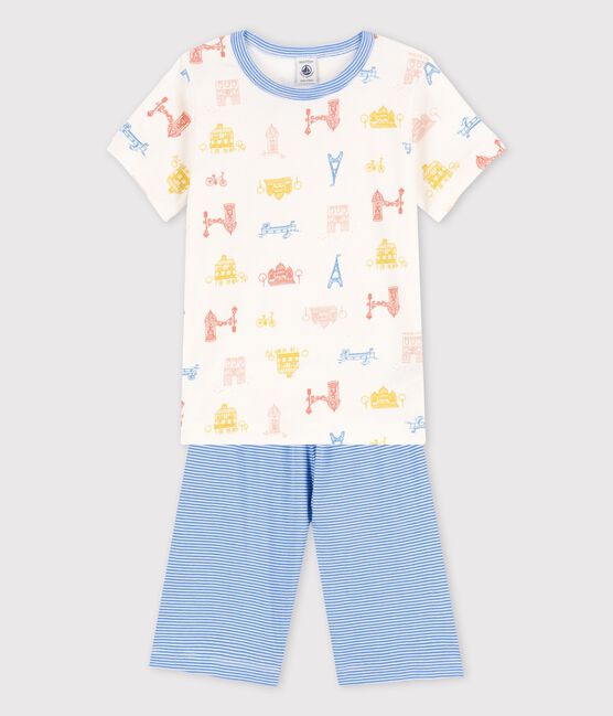 Pyjacourt Paris petit garçon en coton blanc MARSHMALLOW/blanc MULTICO