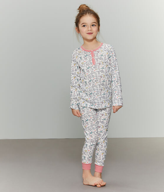 Pyjama en côte blanc MARSHMALLOW/blanc MULTICO