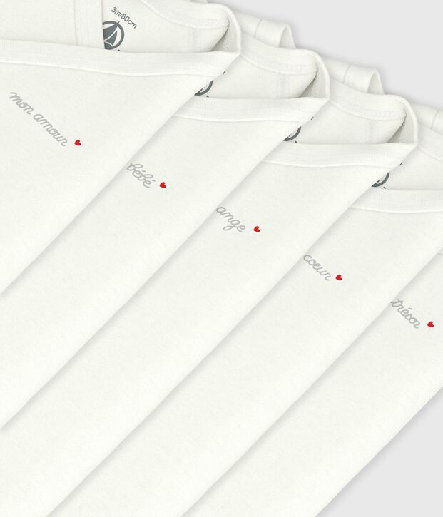 Setje met effen katoenen babyrompertjes met lange mouwen multicouleur