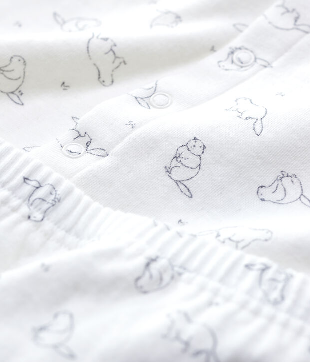 Tweedelige set met marmottenprint van biologisch katoen wit/grijs