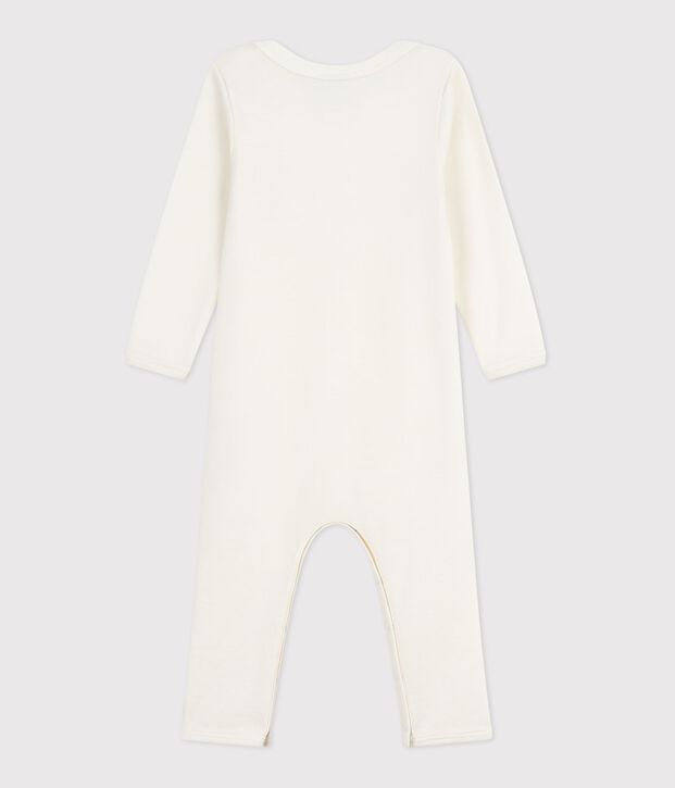 Babybody met lange pijpen in wol en katoen beige