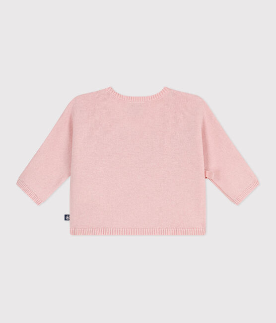 Babyvestje met overslag in ajourtricot van wol en katoen roze JOLI