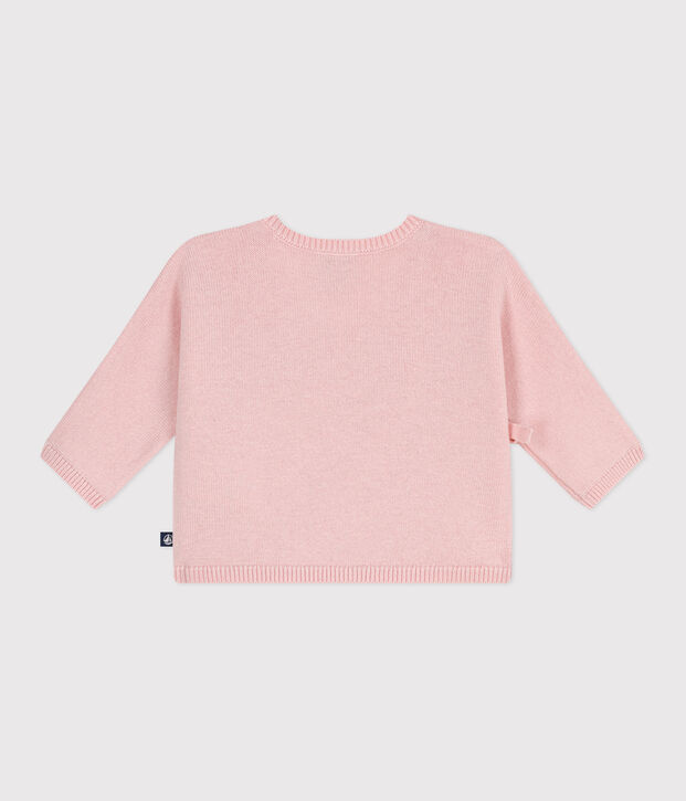 Brassi&egrave;re b&eacute;b&eacute; cache-c&oelig;ur ajour&eacute;e en tricot laine et coton rose