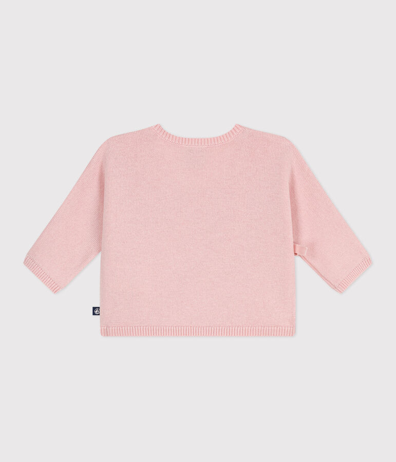 Babyvestje met overslag in ajourtricot van wol en katoen roze