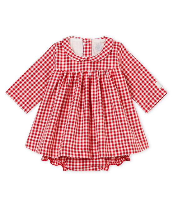 Robe manches longues et culotte bloomer vichy rouge TERKUIT/blanc MARSHMALLOW