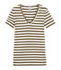 T-shirt femme col V en côte originale rayée