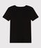 L'Iconique, T-shirt met korte mouw van effen ribstof voor dames zwart BLACK