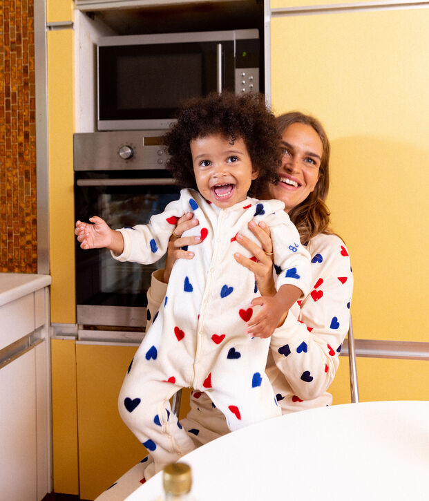Surpyjama b&eacute;b&eacute; en polaire &eacute;cru/multicouleur