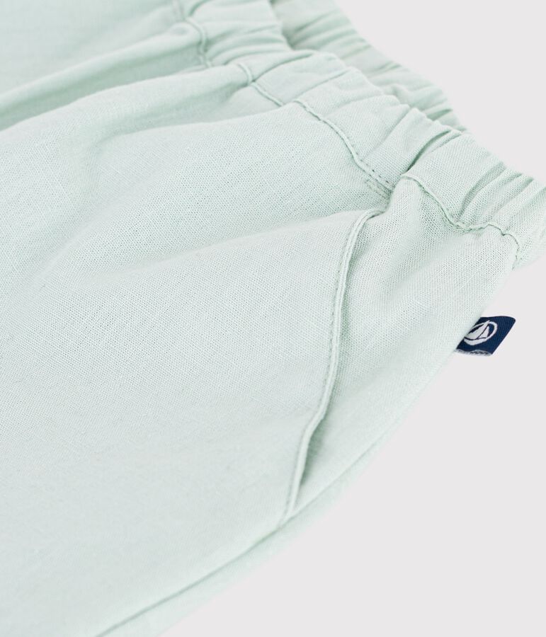 Pantalon b&eacute;b&eacute; en coton/lin, uni bleu