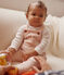Babysetje met salopette van velours roze SALINE