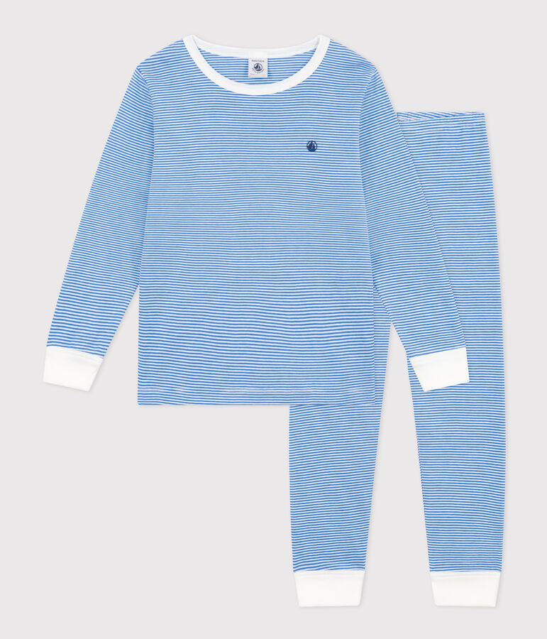 Gestreepte katoenen pyjama voor kinderen blauw/wit
