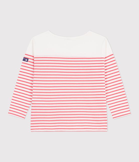 Katoenen gestreept marineshirt voor kinderen roze MARSHMALLOW/ FLAMAND