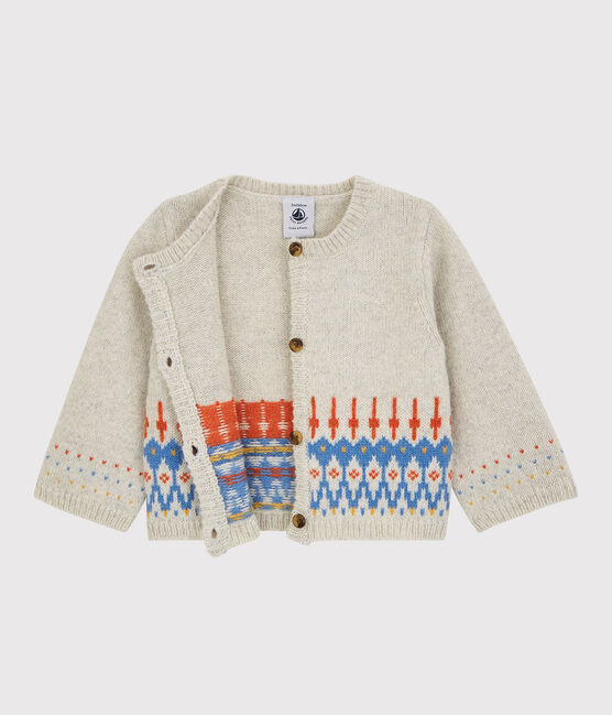 Jacquard cardigan van tricot met wol. beige MONTELIMAR CHINE