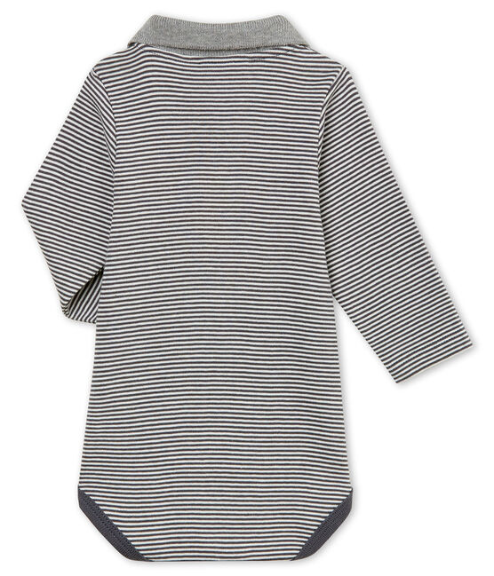 Body col polo rayure milleraies bébé garçon gris MAKI/blanc MARSHMALLOW