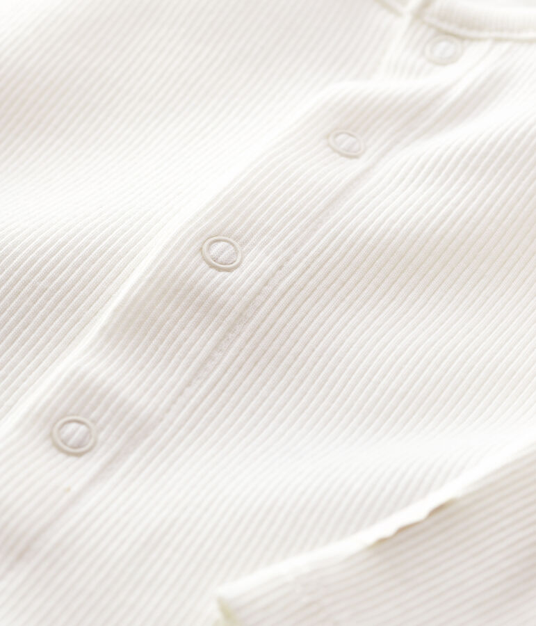 Cardigan b&eacute;b&eacute; en c&ocirc;te 2x2 en coton biologique blanc