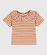 Blouse manches courtes bébé en jersey flammé rayé