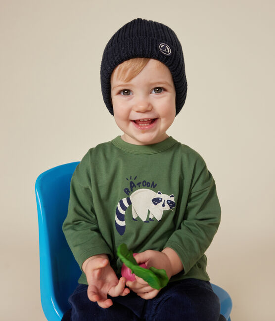 Tee-shirt manches longues en jersey fin bébé vert PALMERAIE