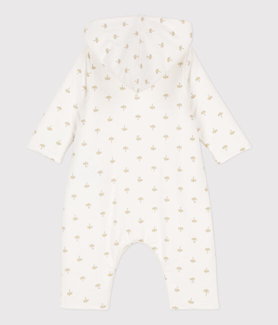 Gewatteerd lang babypakje met capuchon van katoen wit MARSHMALLOW/wit MULTICO