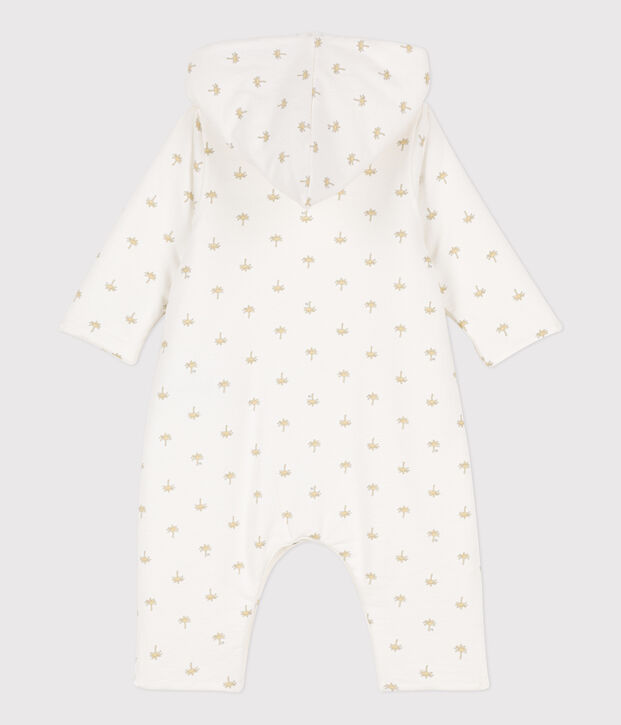 Combinaison longue ouatin&eacute;e &agrave; capuche en coton b&eacute;b&eacute; blanc/multicouleur