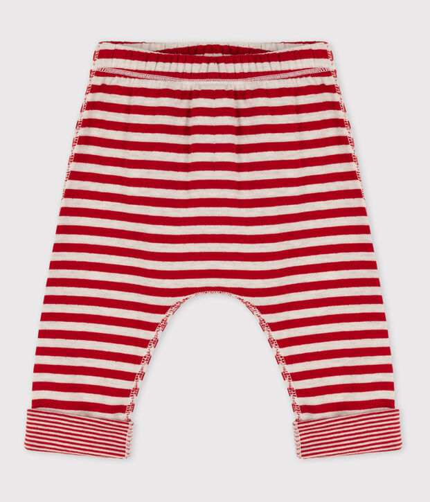 Gestreepte broek in tubic voor baby's rood/beige