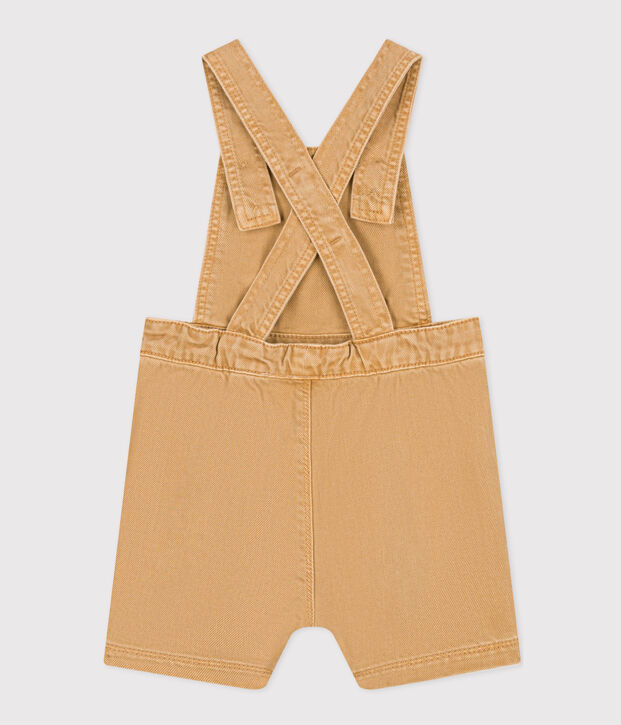 Salopette courte en denim de couleur b&eacute;b&eacute; beige