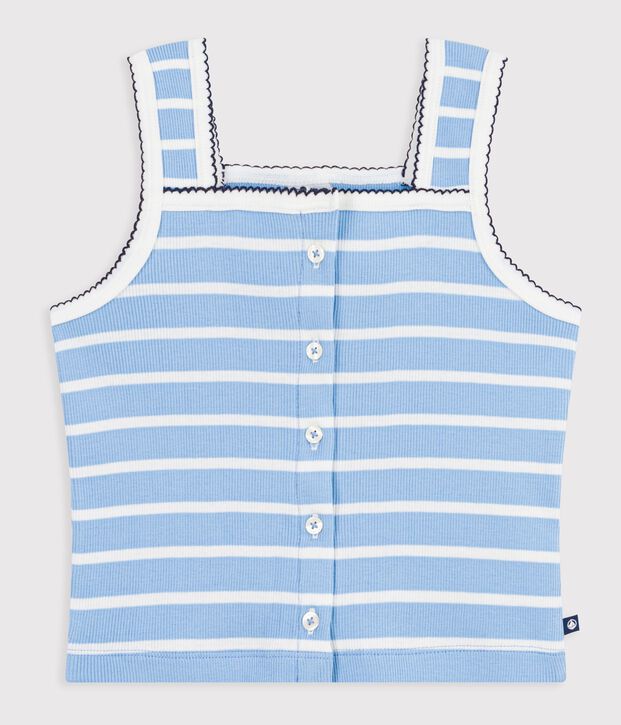 D&eacute;bardeur enfant en coton &agrave; rayures bleu/blanc